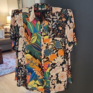 Rose & Olive Vibrant Floral Men's Button Down Shirt
